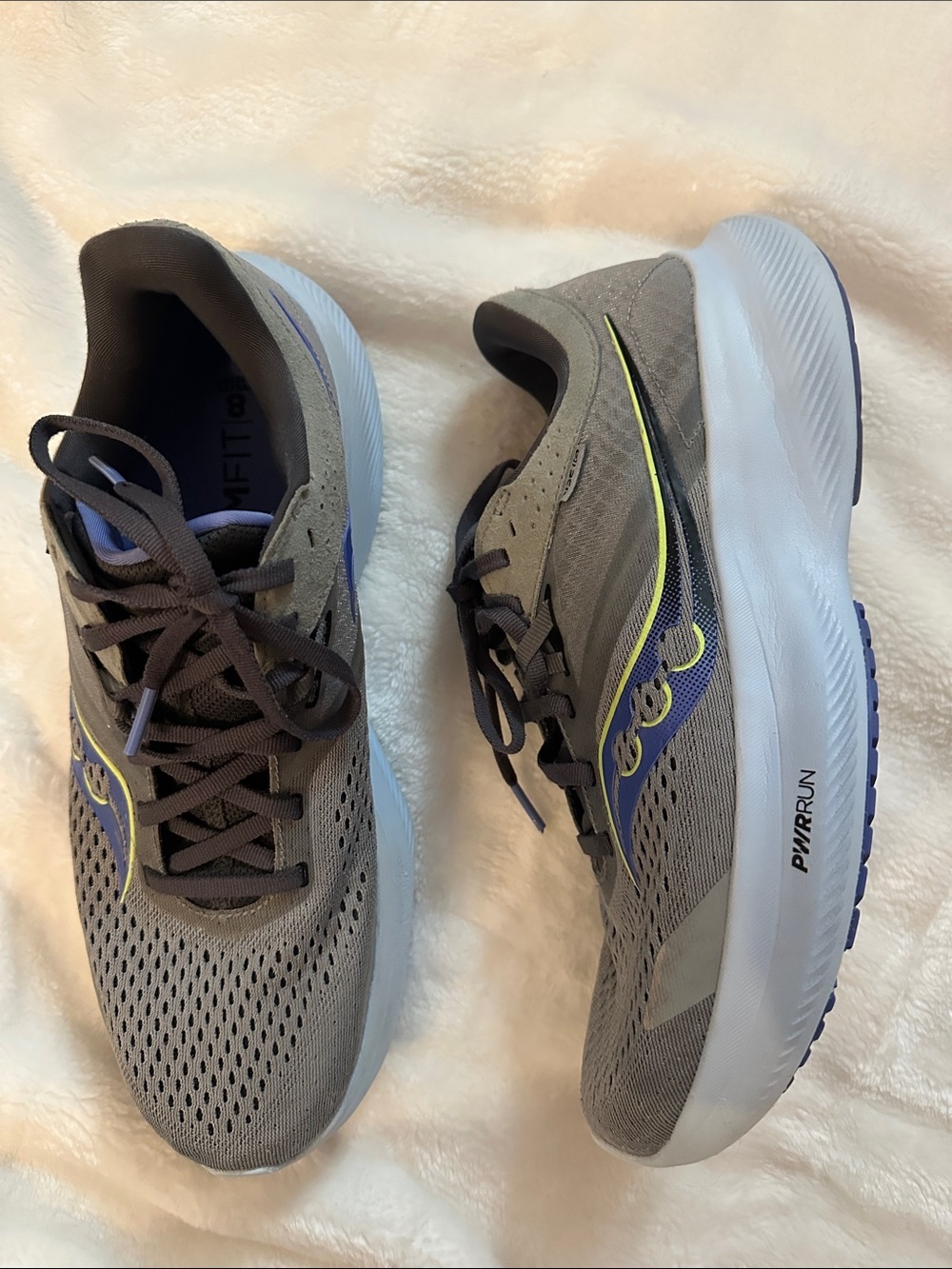 SAUCONY Womens Ride16 PWR Run Grey Running Shoes 8mm Offset Sz10.5 Brand Quality